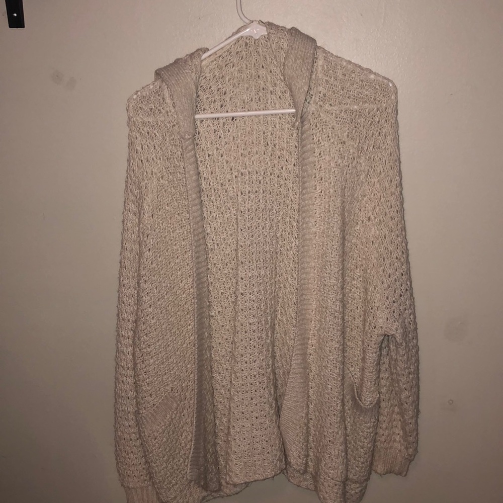 Oversized cream hooded cardigan